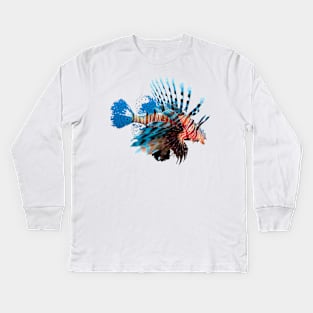 The Lion Fish Beautiful Marine Life, Lovely Marine Fish Design. Kids Long Sleeve T-Shirt